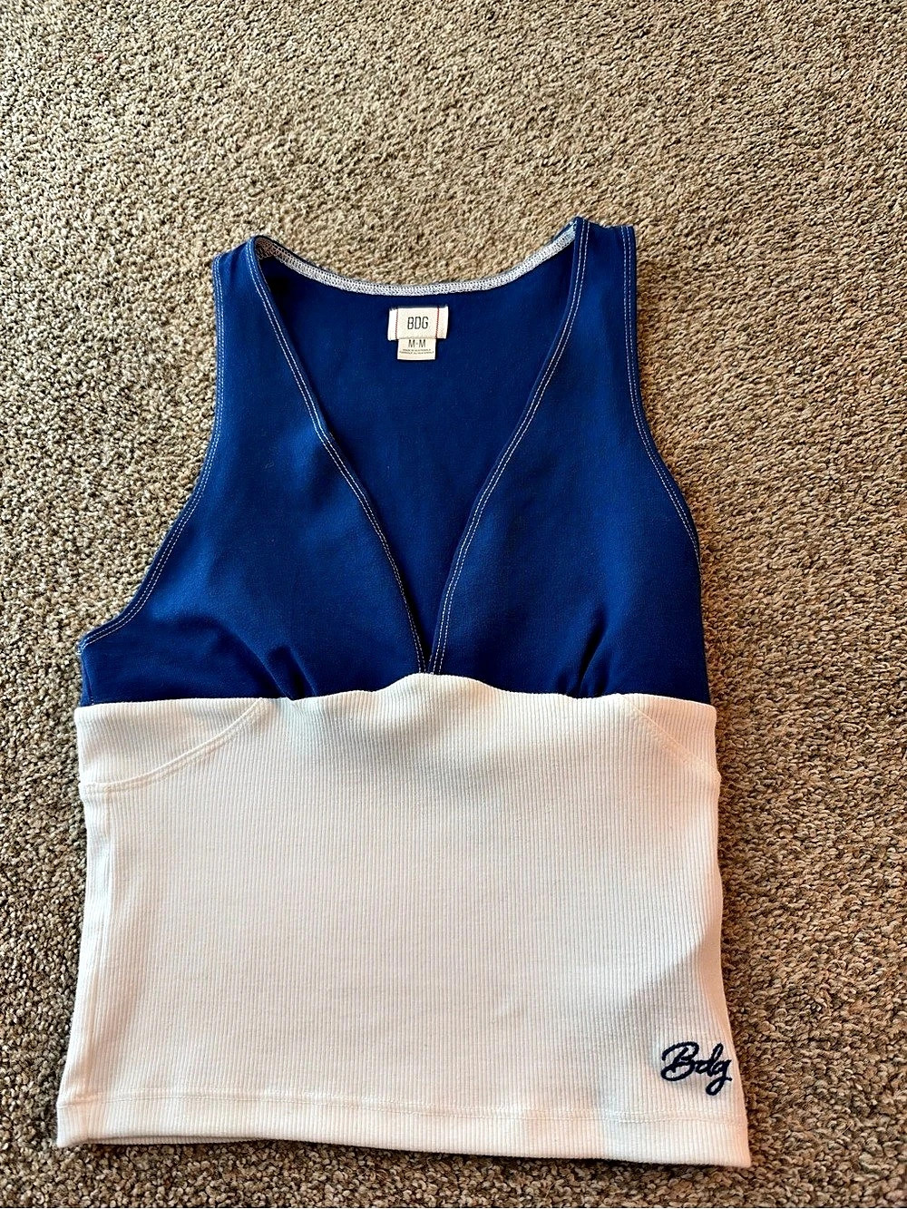BDG Color Block Tank Top in Blue & White